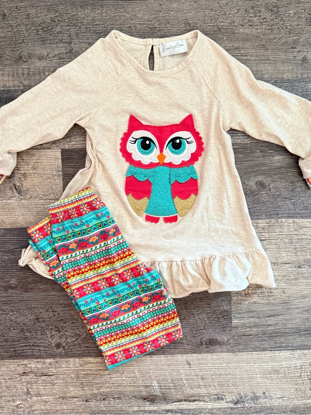 Emily Rose Girls Size‎ 6 Owl Tunic Legging Set Boho Boutique Fall Outfit